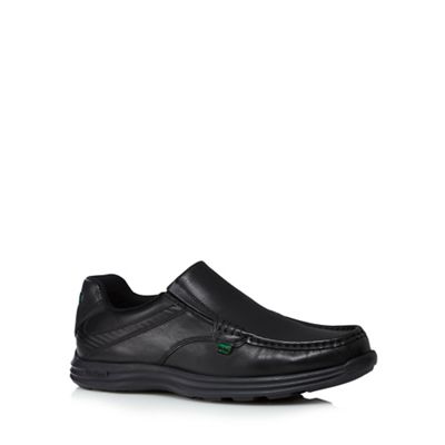 Kickers Black 'Reason' leather slip on shoes